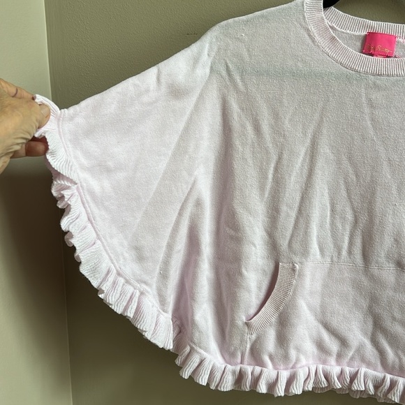 Lilly Pulitzer Girls Hani Poncho Frosted Pink Knit - Picture 2 of 10